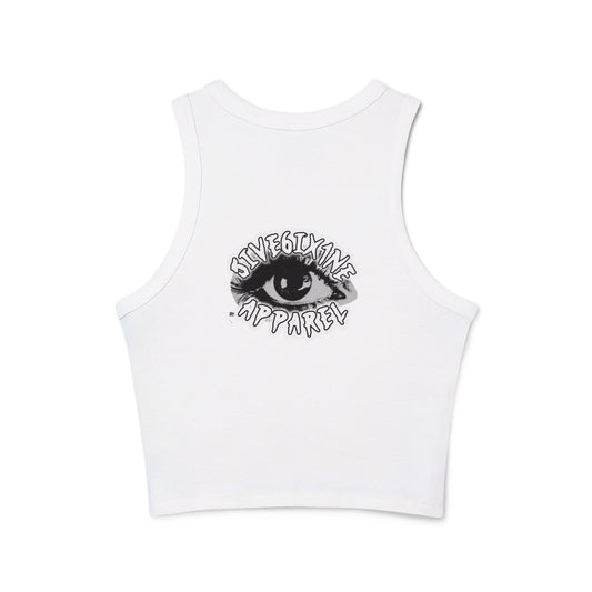 Eye Graphic Racer Tank Top — "Sweet Jane Apparel" Micro Rib Crop Tank