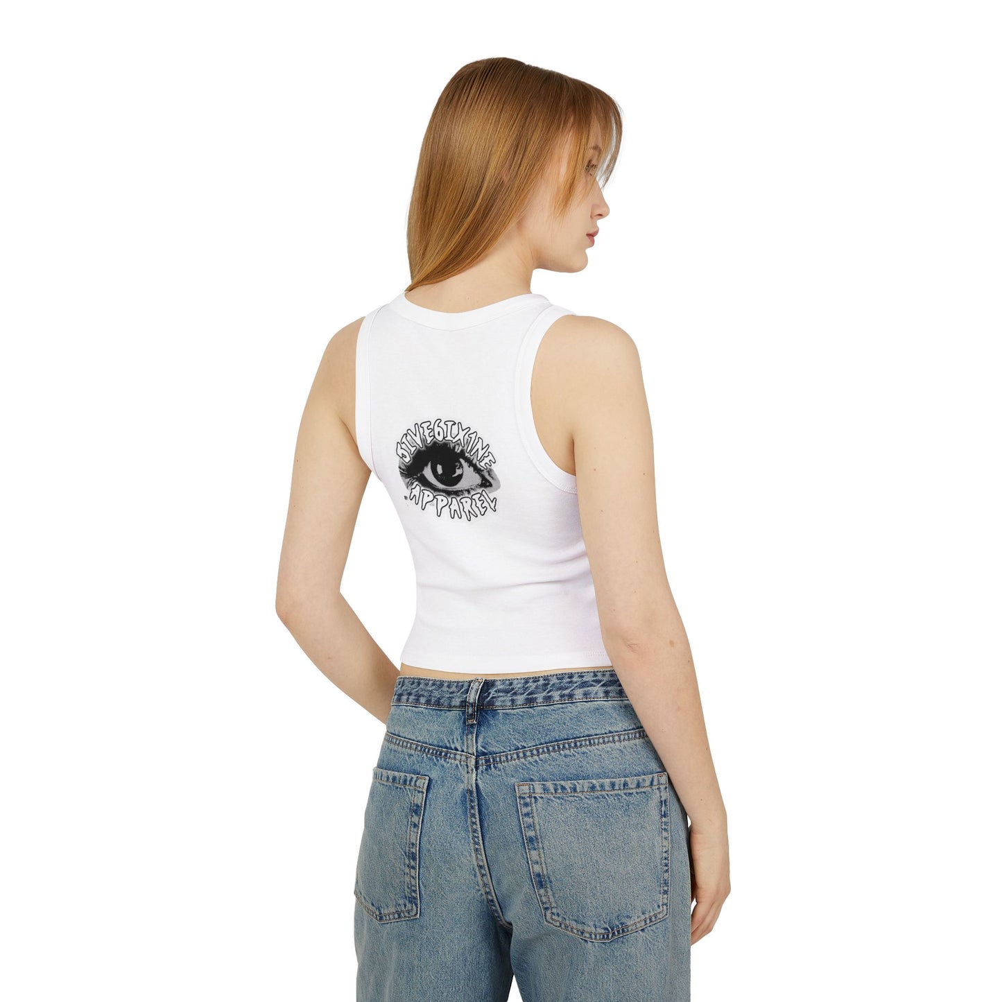 Eye Graphic Racer Tank Top — "Sweet Jane Apparel" Micro Rib Crop Tank